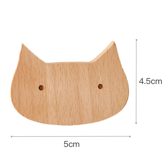Cute Animal Wall Hook for Coats and Hats, Solid Wood