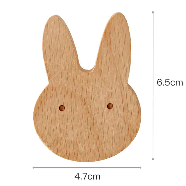 Cute Animal Wall Hook for Coats and Hats, Solid Wood