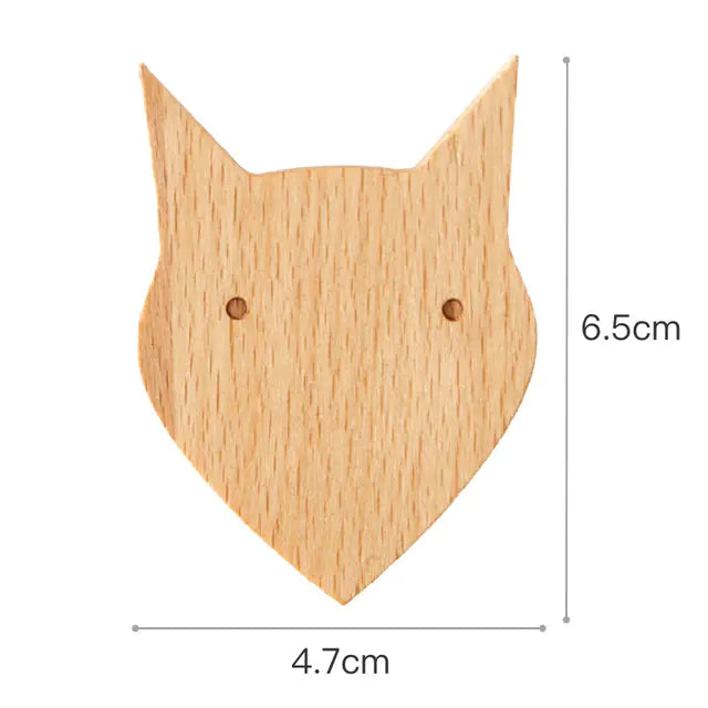 Cute Animal Wall Hook for Coats and Hats, Solid Wood