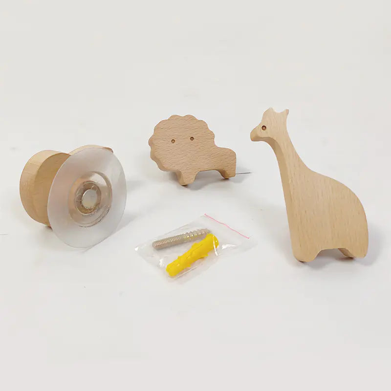 Cute Animal Wall Hook for Coats and Hats, Solid Wood