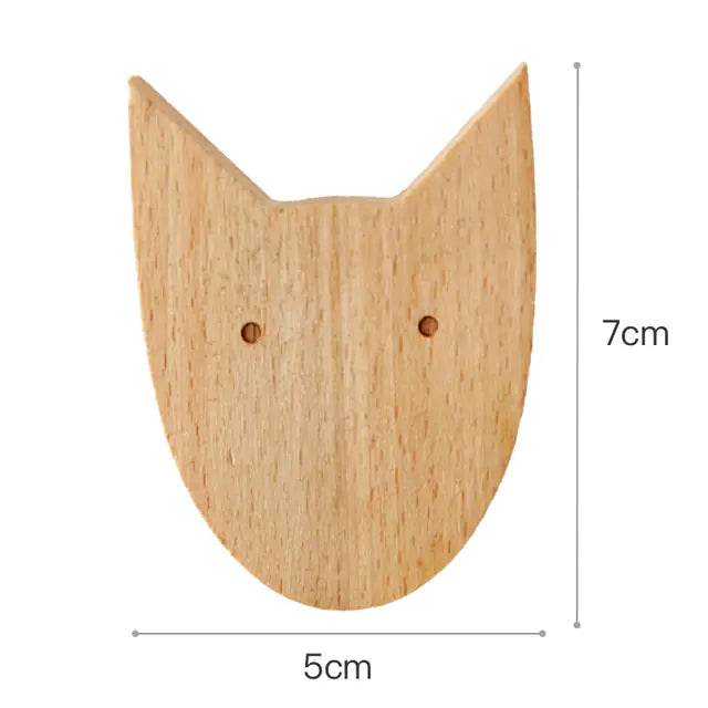 Cute Animal Wall Hook for Coats and Hats, Solid Wood