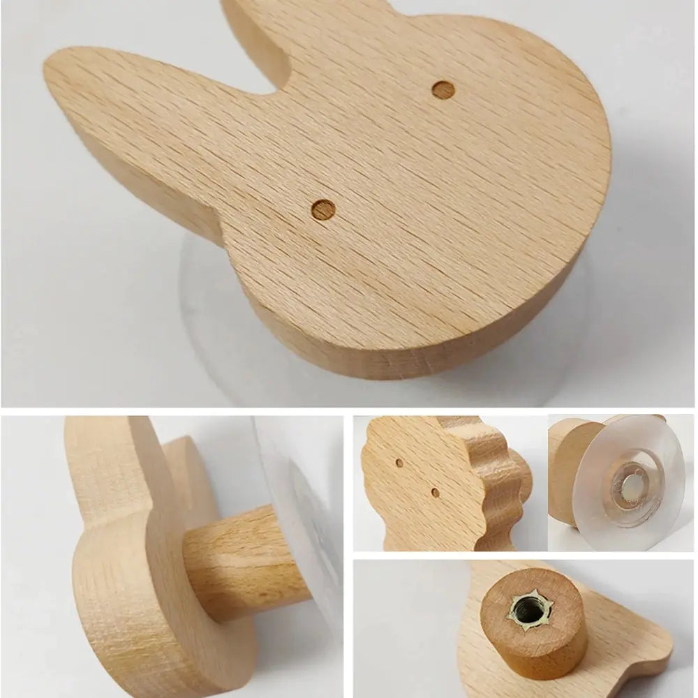 Cute Animal Wall Hook for Coats and Hats, Solid Wood