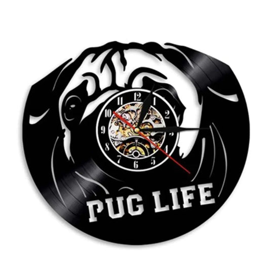 Cute Pet Dog Living Room Clock - Vintage Vinyl Design